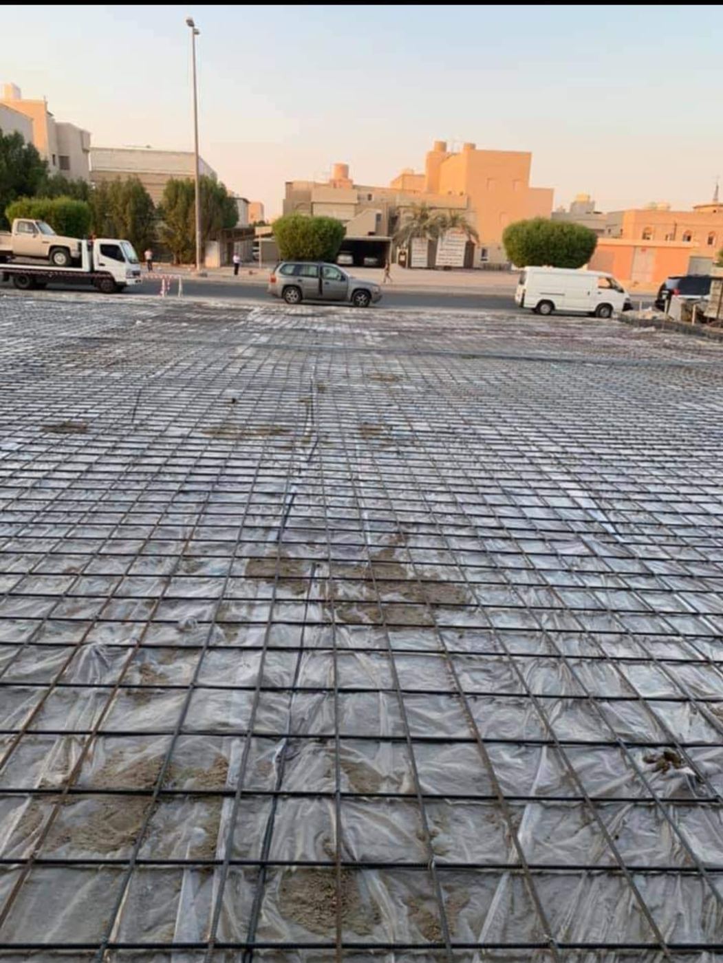 Ground slab mesh on polythene